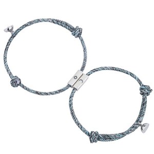 Couple Bracelets Sun Moon Pattern Woven Cord Tibetan Silver Jewelry Gift For Lovers Summer Style - Product Image 5