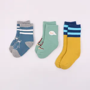 Оригинальные милые носки из бамбука и хлопка для маленьких девочек, однотонные Нескользящие графические носки с упаковочной подарочной коробкой