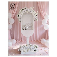 Cabine téléphonique en métal blanc moderne personnalisable, support de livre d'or audio-vidéo pour décorations de mariage