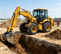 388H 10.8 Ton Backhoe Loader 4WD dengan Bucket Loader 1.2m3 untuk Konstruksi Berat