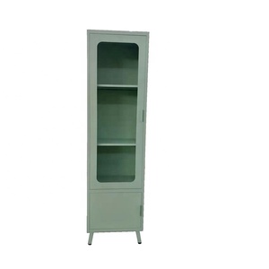 Israel Tall <strong>Thin</strong> Cosmetics Storage Cabinet Single Door Shampoo Display <strong>Cupboard</strong> 2 Doors with Feet Green Color - Product Image 1