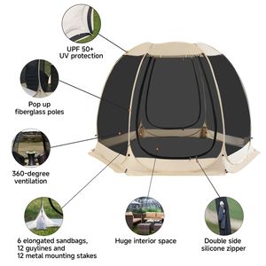 Bir yatak odası altı taraflı örgü tasarımı ile açık kamp ve toplama eğlence çadırı - Product Image 5