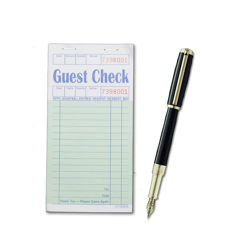 Wholesale guest check book pads single part for restaurant