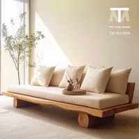 Massivholzmöbel Neues Sofa-Bett im Chinesischen Stil aus Kiefer für Zuhause & Hotels Natürlicher Holzstuhl & Balkonsitz für Wohnzimmernutzung