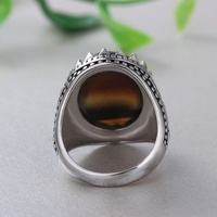 Bague pour homme de haute qualité, faite à la main, en argent sterling 925 massif, plaquée rhodium, sertie d'une pierre d'agate, sans nickel ni plomb, style vintage