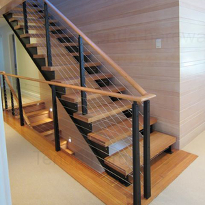 Rampe d'escalier intérieure en <span class=keywords><strong>métal</strong></span> avec main courante en <span class=keywords><strong>bois</strong></span> sur le dessus - Product Image 2