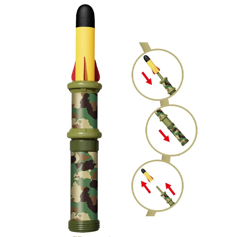 QS Low Price Kids Shooting Game Toys Military Theme Aerodynamic Structure Pull Back Manual-Rocket-Launcher Toys For Children