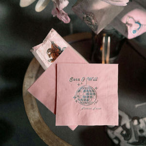 Serbet Kertas Koktail Pernikahan 2 Lapis Warna Pink dengan Desain Cetak Foil Khusus untuk Pesta - Product Image 3