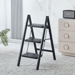 Folding A-Frame Ladder 3 <b>Steps</b> 84cm Height Thickened Indoor <b>Step</b> Ladder Portable Household Use - Product Image 2