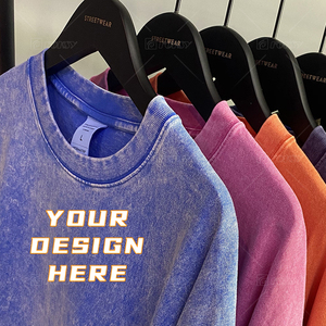 Tùy Chỉnh Cao Đường Phố Giản Dị Lỏng Dtg In Ấn T Áo Sơ Mi Cổ Áo Thun Chất Lượng Tốt Nhất Thiết Kế Đá Rửa Cao Su In Ấn Áo Phông - Product Image 1