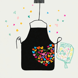 Customized Waist Apron Unisex Heart Print Valentines Day Gift <b>Kitchen</b> Cooking Custom Logo Wholesale OEM - Product Image 3
