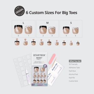BTArtbox Uñas Postizas de Gel Suave Cuadradas Cortas al por Mayor, Diseño de Puntos, Punta Francesa, Kit de Uñas a Presión con Pegamento - Product Image 3