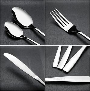 Ensemble de couverts de mariage écologiques de haute qualité en acier inoxydable 430, fourchette, couteau, cuillère, finition moderne polie miroir au laser, vente en gros - Product Image 2