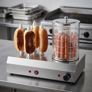 Hot Dog <b>Steamer</b> and Bun Warmer Machine Commercial <b>Electric</b> Stainless Steel Food Warming Showcase CE Approved - Product Image 1