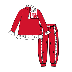 Ensemble <span class=keywords><strong>jogging</strong></span> polo à volants pour filles et femmes XY0811, haut à manches longues avec ourlet à volants, pantalon de <span class=keywords><strong>jogging</strong></span> à volants sur le côté - Product Image 2