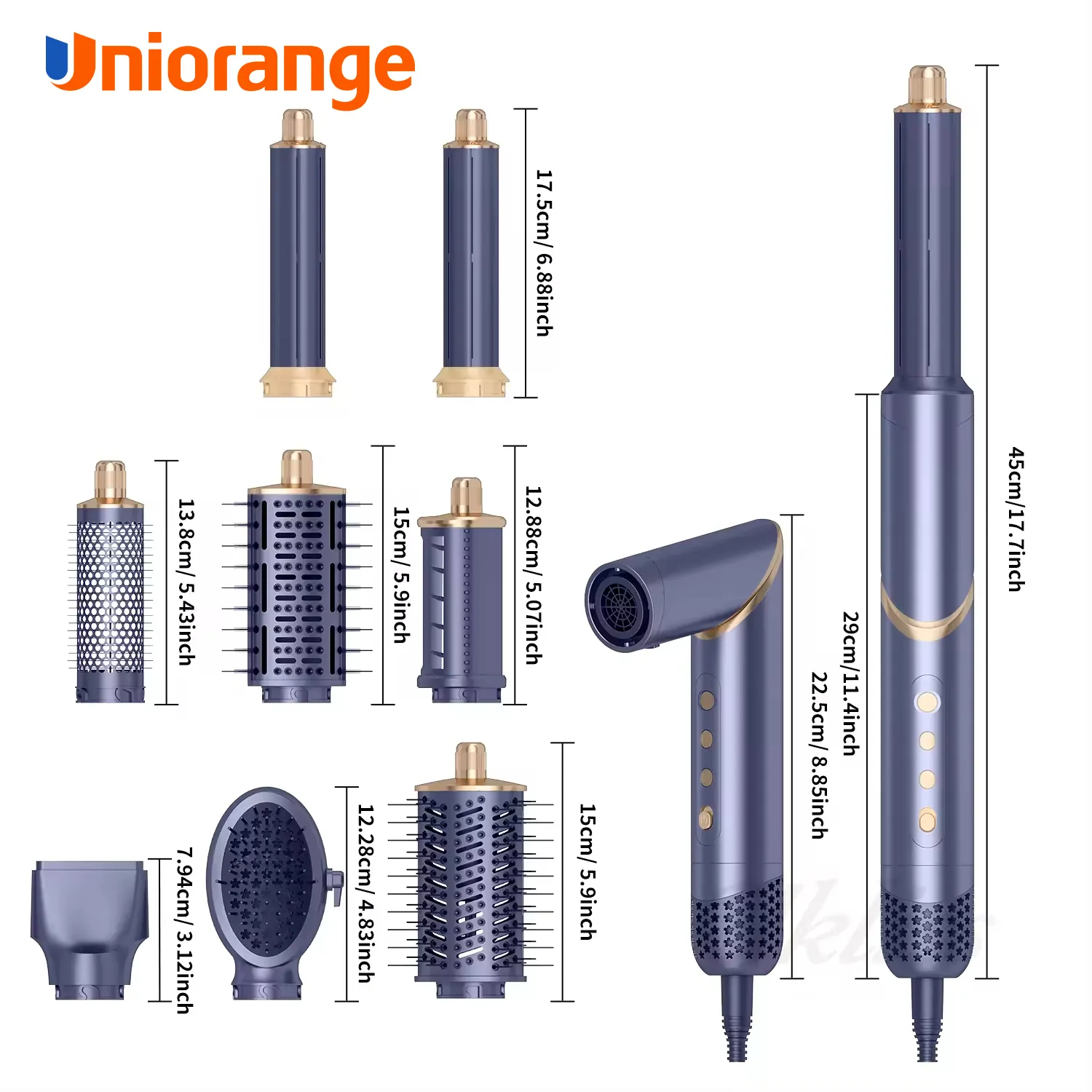 พับได้ 8 in 1 Hair airstylerเป่าเครื่องเป่าแปรงตรง Hot air Comb Multi สไตล์ห่อ Curler เตารีดแปรงสําหรับ Salon บ้าน