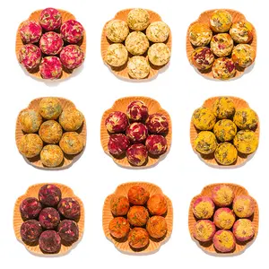 Hot Selling Puer Tea Ball 6 Flavors Detox Handmade Blooming Flower Tea Ball Natural Puerh Tea Mini Oem Antioxidant