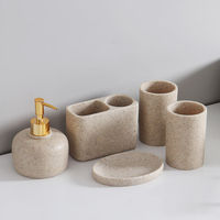 Ensembles d'accessoires de salle de bain classiques en résine de grès pour toilettes et lignes de produits de bain à domicile ou en hôtel