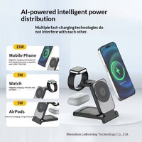 Station de charge sans fil magnétique pliable multifonctionnelle 3 en 1, chargeur rapide pour iPhone, Apple Watch, AirPods