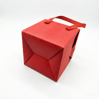 Boîte cadeau personnalisée en matériaux recyclés écologiques avec poignée rouge, emballage universel en feuille d'or pour les cadeaux de mariage, les biscuits, les fleurs