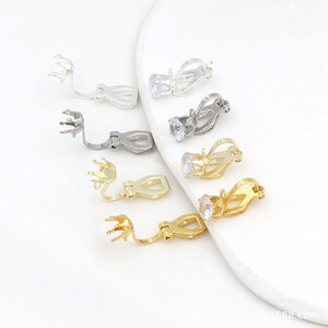 Pendientes de Clip con Baño de Oro de 18k, Forma de Corona, Incrustaciones de Zirconia, Aleación de Zinc, Joyería de Moda Unisex, Accesorios para Hacer Pendientes DIY - Product Image 4