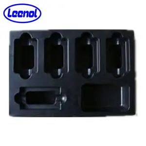 Leenol Black ESD Antistatic PET Plastic Blister Packaging Divided Tray For Electronic Component