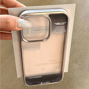 Funda transparente minimalista "Hello" para iPhone 16 11 12 13 14 15 Pro Max Xs XR 7 8 Plus, funda a prueba de golpes de TPU suave galvanizada - Product Image 5