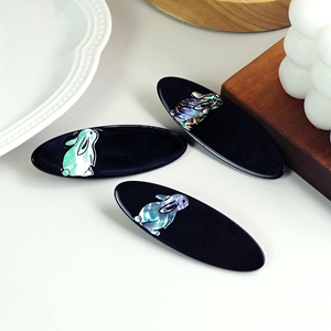 CANYUAN – <span class=keywords><strong>Pince</strong></span> à <span class=keywords><strong>cheveux</strong></span> ovale en acétate avec motif personnalisé en <span class=keywords><strong>nacre</strong></span> de 7 cm, motif lapin mignon, <span class=keywords><strong>pince</strong></span> à griffe en acétate sur mesure - Product Image 1