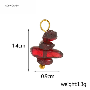 จี้หินธรรมชาติแบบซ้อน |   จี้ห้อยประดับพลอยเคลือบทอง 18K PVD บนสแตนเลสสตีล ไม่หมอง สำหรับทำเครื่องประดับ DIY - Product Image 6
