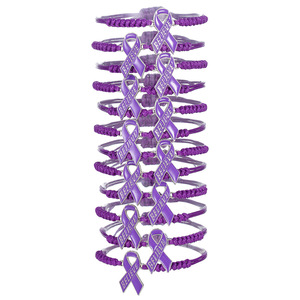 Pulseras de Moda con Dijes, Cinta Morada Trenzada, Colgante 'Believe', Regalo de Concienciación sobre la Salud Femenina, Joyería - Product Image 5