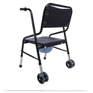 <b>Commode</b> Chair With Wheels Foldable High Back Steel Frame For Elderly Mobility Aid - Product Image 1