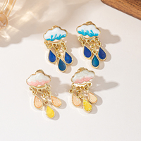 Boucles d'oreilles pendantes plaquées or, éblouissantes et rêveuses, en émail nuage, goutte de pluie, opale bleue irisée, ravissantes, bijoux de mode pour femme, cadeau