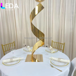 LEDA <b>Gold</b> Flower Winding Road Centerpiece Metal Party Flower Twisted Holder Tall Wedding <b>Decoration</b> Flower Stand - Product Image 2