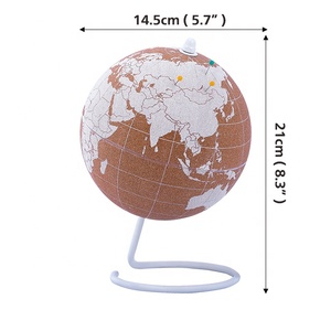 Globe en liège de bureau de taille moyenne avec Base en métal noir Durable, Globe mondial en liège, cadeaux et décoration Premium, vente en gros - Product Image 2