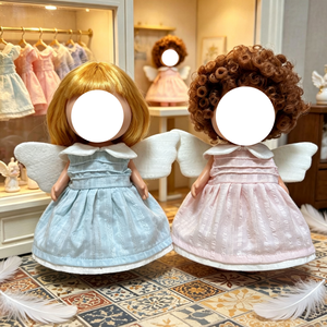 Ensemble de robes de poupée ange avec ailes, tenue de style occidental en tissu bleu rose pour filles, vêtements pour jouets en peluche de 24cm - Product Image 1