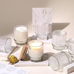 Barattoli in Vetro Trasparente Scanalato con Coperchio in Bambù, Contenitori Vuoti per Candele per Creare Candele da Matrimonio - Product Image 4