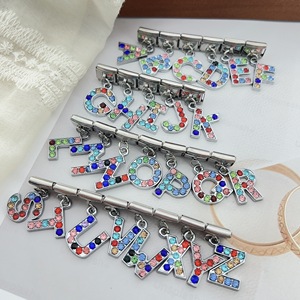 Trendy Colorful <b>Crystal</b> Letter Alphabet Dangle Italian Charm Links Stainless Steel DIY Modular <b>Bracelet</b> Charms Jewelry Gift - Product Image 5