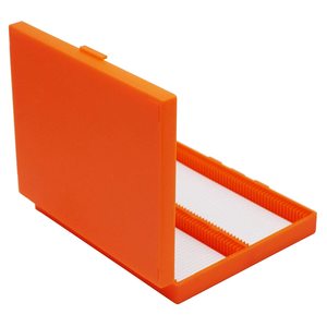 <b>Orange</b> Plastic Microscope <b>Slide</b> Box 25-Place Storage Case For Laboratory Use - Product Image 6