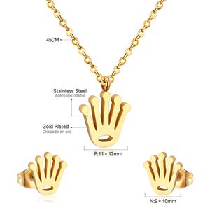 Bijoux coréens, collier et boucles d'oreilles en acier inoxydable plaqué or 18 carats pour filles - Product Image 3