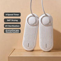 Séchoir à chaussures portable PTC UV à flux d'air 360°, chauffe-bottes désodorisant avec minuterie pour bottes d'hiver, chaussons et chaussettes