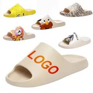 Shotsale מעצב שקופיות סנדלים מותאמים אישית לוגו שקופיות צבעוני, סנדל נעליים מודפסות מותאמות אישית שקופיות נעליים