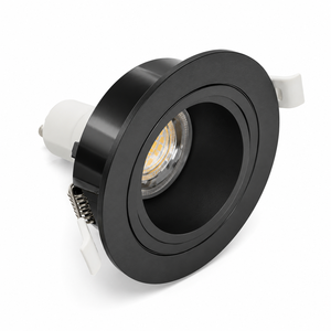 ไฟสปอร์ตไลท์ LED GU10 MR16 แบบฝัง โครงสีดำทรงกลม พร้อมคลิปสองตัว ฝาครอบไฟสำหรับใช้ภายในอาคาร ผิวขัดเงา - Product Image 2