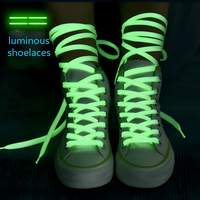 Lacets de remplacement lumineux à double couche, larges de 1 cm, réfléchissants et phosphorescents, à motif uni, pour baskets et chaussures en toile