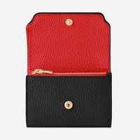 Dompet Kartu Kredit & ID Lipat Tiga Kulit Pebble Pola Solid Anti RFID Logo Kustom Mewah dengan Kancing Penutup dan Kantong Koin
