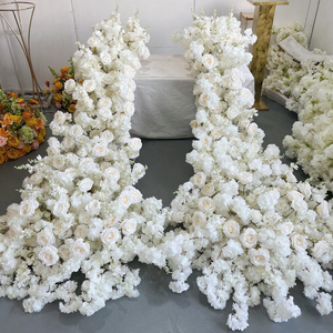 Runner Floreale Artificiale Bianco all'Ingrosso per Tavoli da <span class=keywords><strong>Matrimonio</strong></span>, Runner Floreale per Corridoi, Runner di Fiori Finti per Decorazioni Eventi - Product Image 1