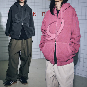 Sudadera con Capucha KingSen Personalizada con Logotipo Bordado, Unisex, con Cierre de Cremallera Bidireccional, Estampado Invernal, Estilo Urbano, Patchwork, 100% Algodón Ecológico - Product Image 1