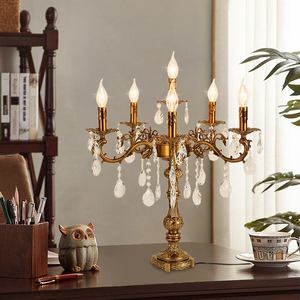 Nến Bàn Ăn Sang Trọng Cho Biệt Thự Mới Đèn Bàn Pha Lê K9 Đèn Bàn Hợp Kim Kẽm Trang Trí Sảnh Khách Sạn Phòng Khách Cổ Điển - Product Image 2