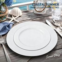 60 assiettes en plastique jetables blanches très résistantes pour 30 invités, comprenant 30 assiettes de 10,25 pouces et 30 assiettes de 7,5 pouces pour fête d'anniversaire/mariage