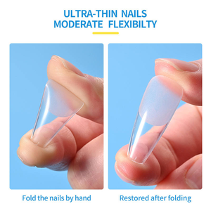 Bailarina de almendra de fábrica profesional sin archivar cubierta completa preformada acrílico transparente puntas de uñas cortas falsas - Product Image 4