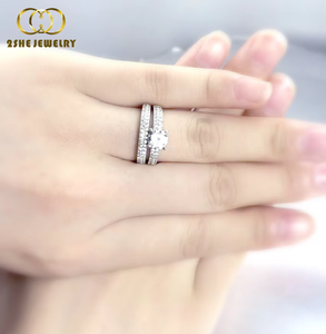 China Fabricante Alta Qualidade 925 Anel De Noivado De Prata Set para As Mulheres - Product Image 3